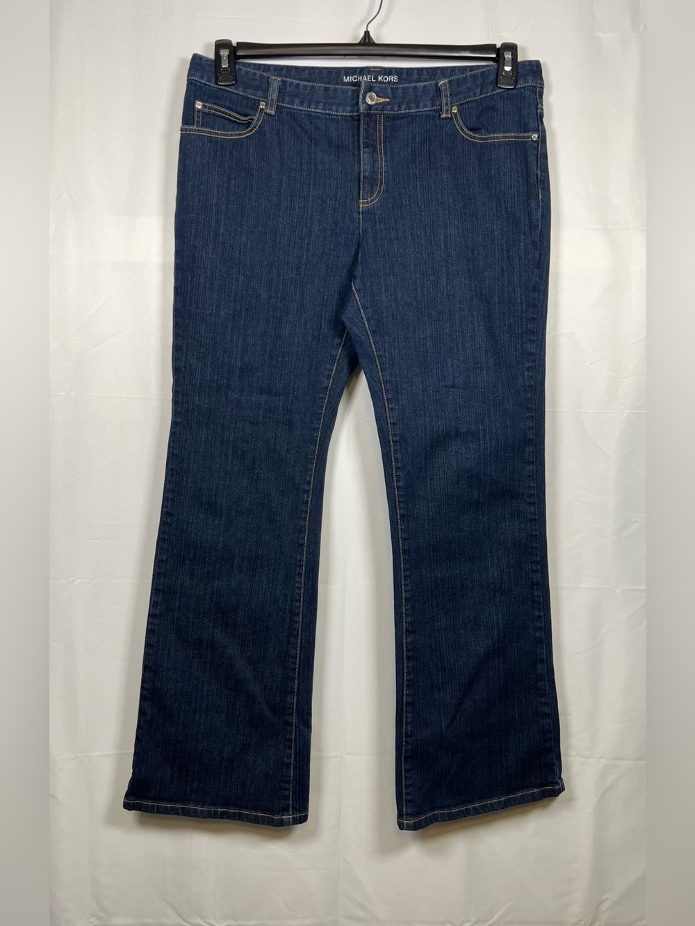 Michael Kors Women’s Bootcut Jeans Size 14 Dark Blue Grommet Back Pocket - Picture 9 of 10